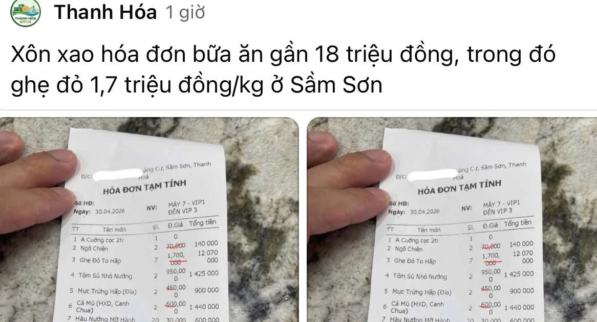 Bữa ăn hải sản 18 triệu đồng tại Sầm Sơn: Dấu hỏi về tính minh bạch