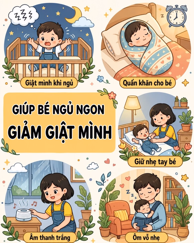 Cách quấn khăn cho trẻ sơ sinh để tránh giật mình