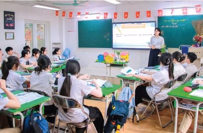 Trường Tiểu học và Trung học cơ sở Newton 5 tích cực ứng dụng công nghệ trong các tiết học. Ảnh: Nam Du